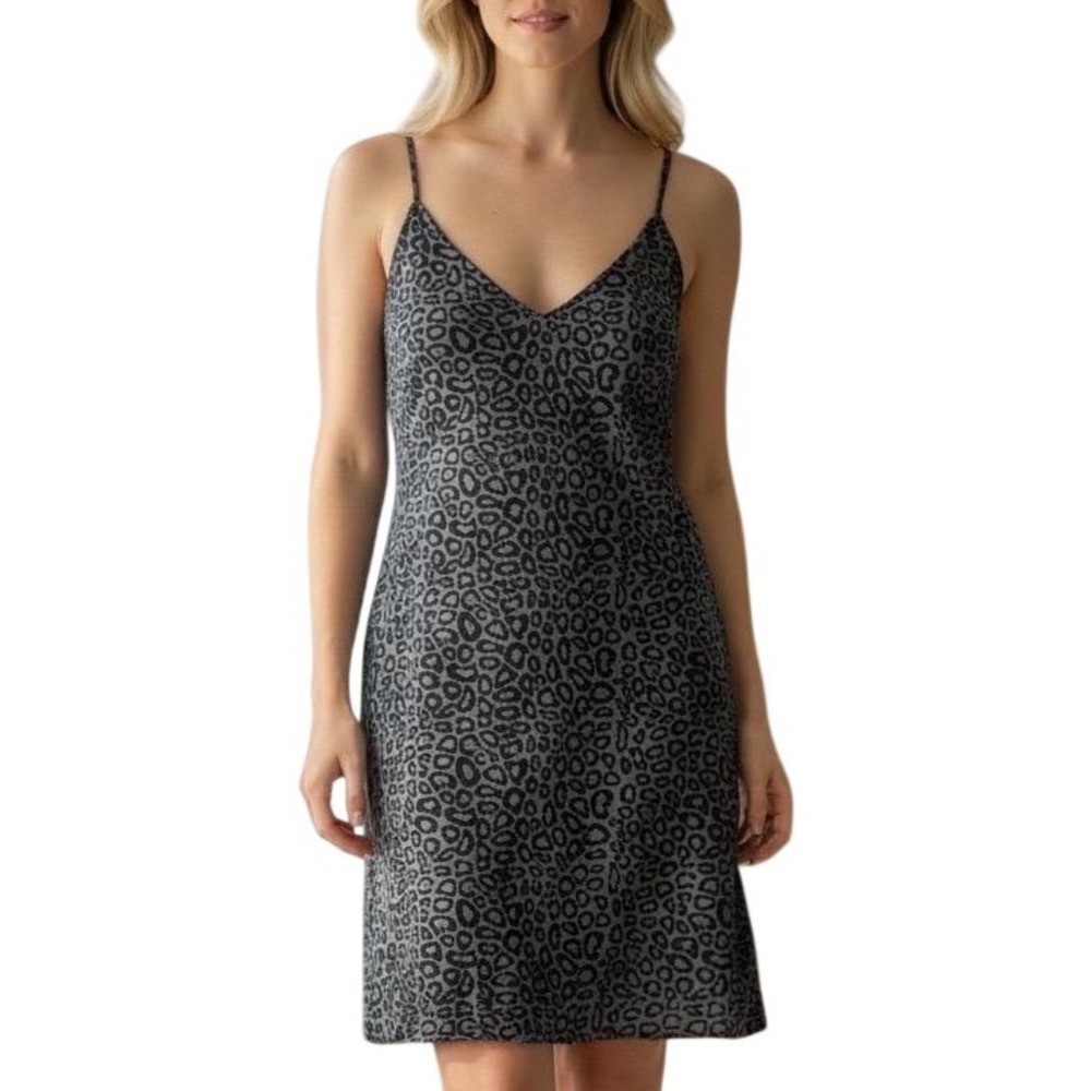 Cosabella Slip Dress Grey Black Animal Print Chemise Medium